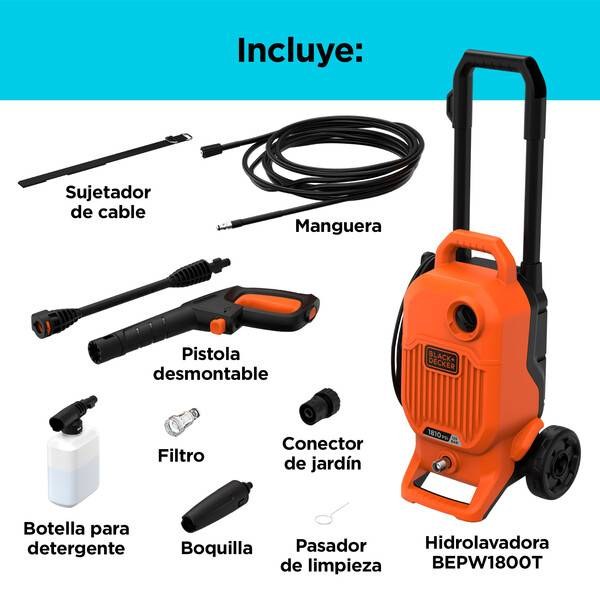 Lavadora de Alta Pressão 1810 Psi, 1700W, C/ Rodas, Alça Telescópica - 220V Black+Decker