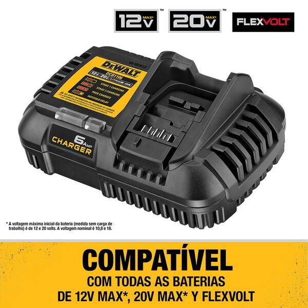Carregador Rápido 20V MAX* Li-ion 6A 127V DeWalt