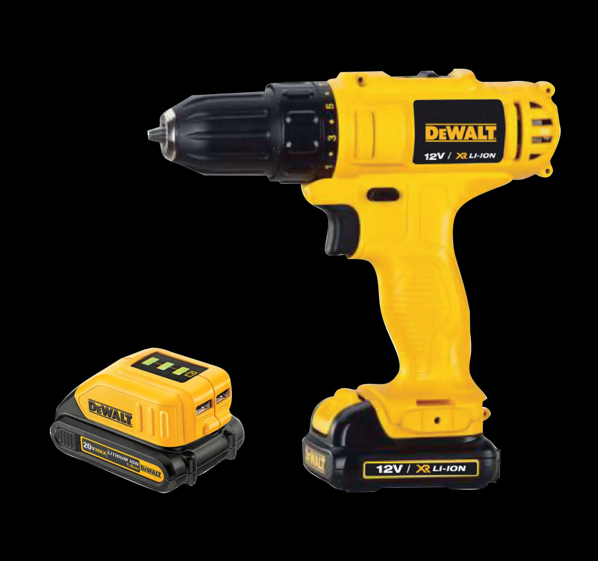 Parafusadeira/Furadeira 3/8" (10MM) 12V MAX* Li-ion C/ Adaptador USB Li-ion DeWalt