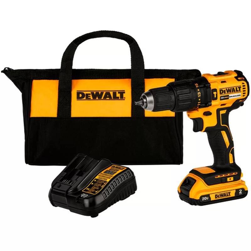 Parafusadeira/Furadeira de Impacto 1/2" (13MM) 20V MAX* Li-ion, Brushless 1 Bateria 2AH, (DCB203) Carregador Bivolt (d DeWalt