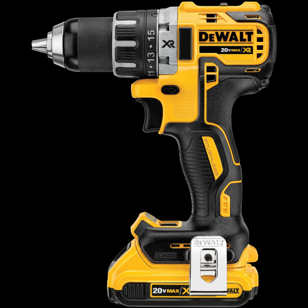 Parafusadeira/Furadeira 1/2" (13MM) 20V MAX* Li-ion Brushless, 2 Baterias 2AH, (DCB203) Carregador 220V e Maleta DeWalt