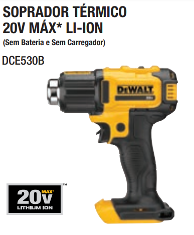 Soprador Térmico 20V MAX* Li-ion, sem Bateria e Carregador DeWalt
