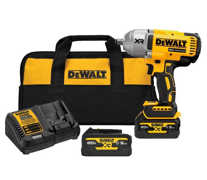 Chave de Impacto 1/2" (13MM) 20V MAX* Brushless 1.396NM C/ 2 Baterias 5AH (DCB205) Carregador Bivolt (DCB1104 DeWalt