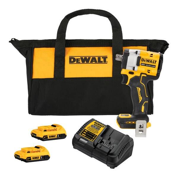 Chave de Impacto Atomic 1/2"(13MM) 20V MAX* Li-ion Brushless 2 Baterias 2AH (DCB203) Carregador Bivolt 4AH e DeWalt