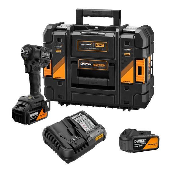 Kit Dewalt X Mclaren Chave de Impacto Atomic 1/2" (13MM) C/ 2 Baterias 5.0AH, Carregador e Maleta T DeWalt