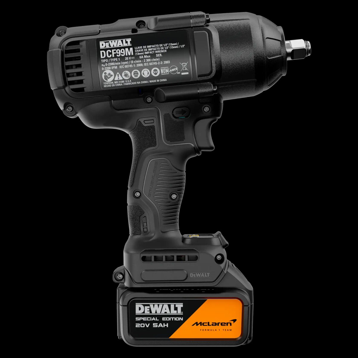 Kit Dewalt X Mclaren Chave de Impacto 1/2" (13MM) C/ 2 Baterias 5.0AH, Carregador e Maleta T-stack DeWalt — foto 4