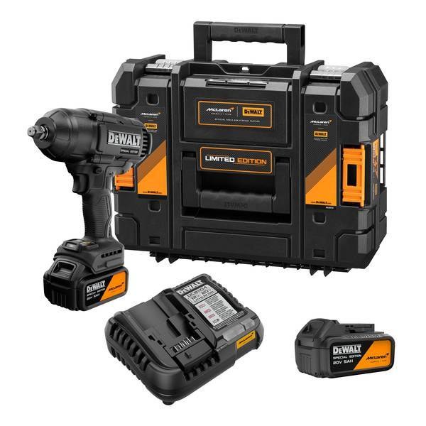 Kit Dewalt X Mclaren Chave de Impacto 1/2" (13MM) C/ 2 Baterias 5.0AH, Carregador e Maleta T-stack DeWalt