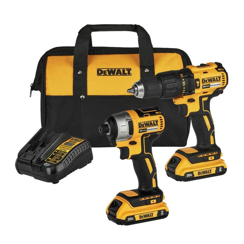 Combo Parafusadeira/Furadeira Impacto 1/2" (13MM) e Parafusadeira de Impacto 1/4" (6,35MM) 20V MAX* Li-ion Brushless 2 B DeWalt