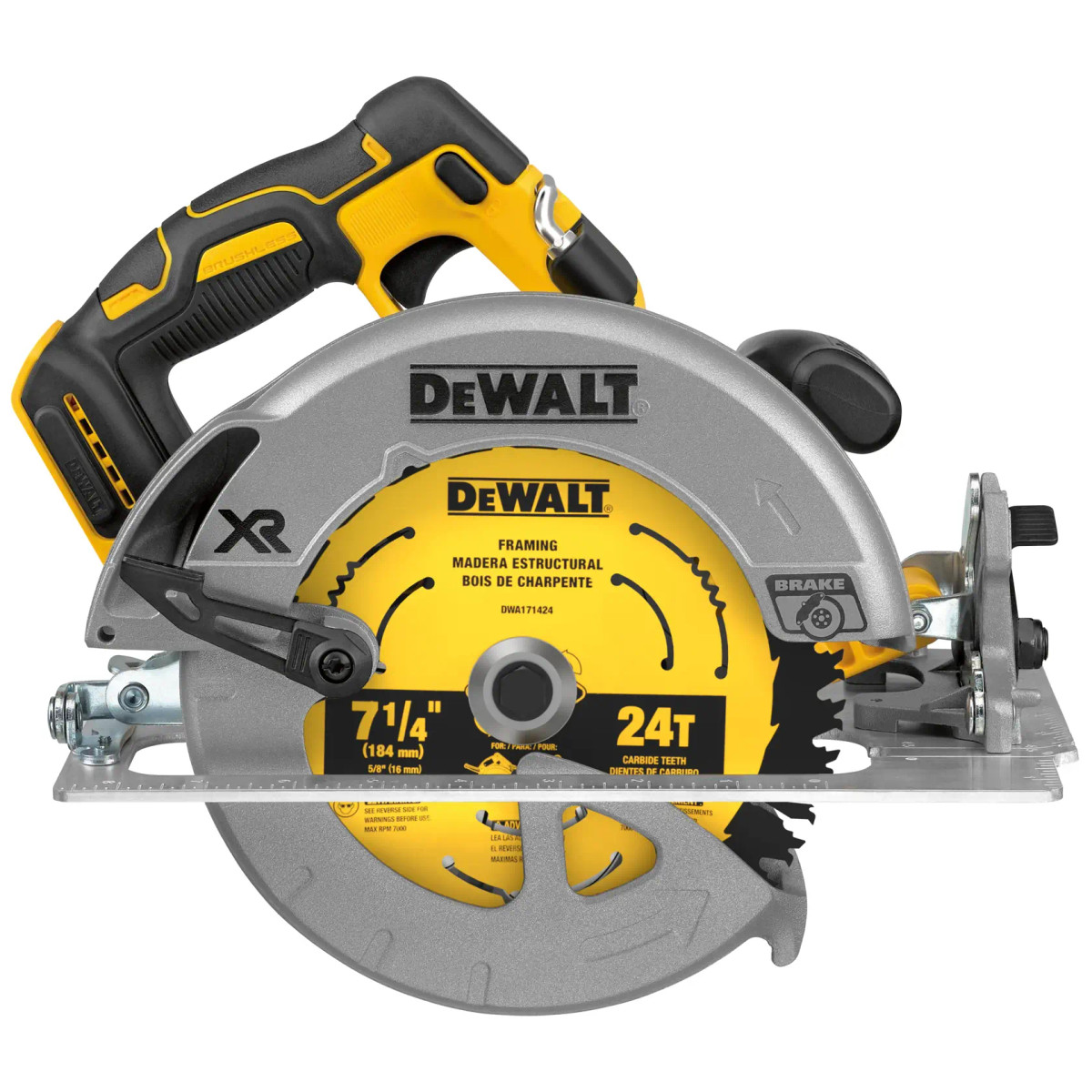 Serra Circular 7-1/4” (184MM) 20V MAX* Li-ion Brushless sem Bateria e Carregador DeWalt