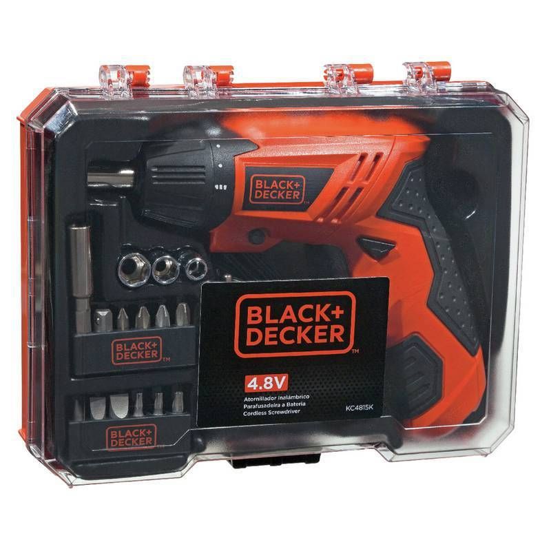 Parafusadeira a Bateria 1/4" (6,35MM) 4.8V com LED 15 Acessórios + Estojo Black+Decker