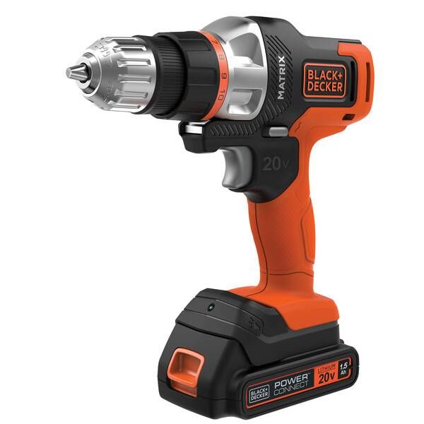 Jogo de Ferramenta Combinada Matrix 20V MAX* Li-ion C/ 6 Cabeçotes, 1 Bateria 1.5AH Carregador Bivolt e Maleta Black+Decker