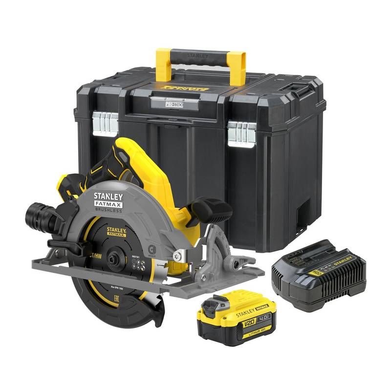 Serra Circular 7-1/4" (185MM) 20V MAX* Li-ion Brushless 1 Bateria 4AH e Carregador Bivolt e Caixa TSTAK (em Stanley