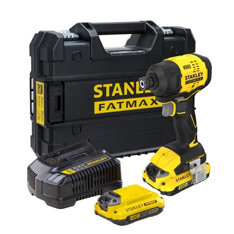 Parafusadeira de Impacto 1/4" (6,35MM) 20V MAX* Li-ion Brushless, 2 Baterias 2AH (SB202) Carregador Bivolt Stanley