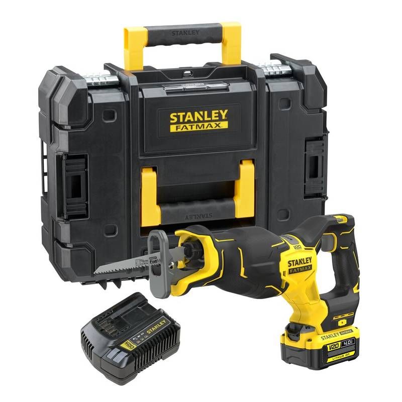 Serra Sabre (29MM) 20V MAX* Li-ion Brushless 1 Bateria 2AH, (SB202) Carregador Bivolt (SC400) e Maleta TSTAK Stanley