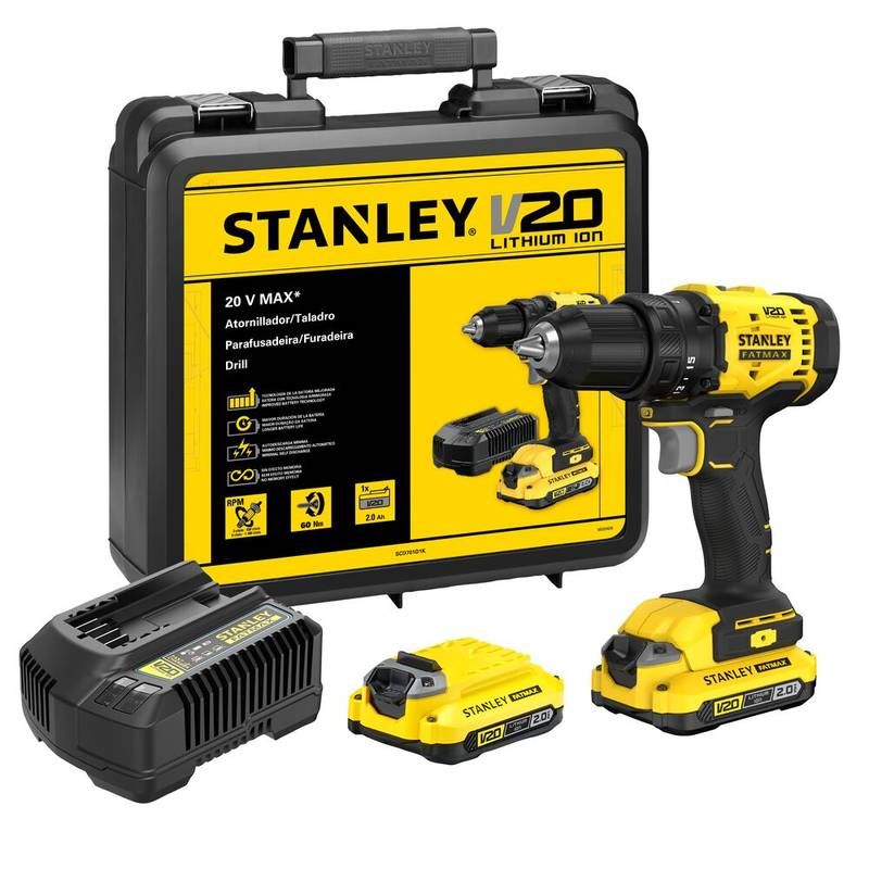 Parafusadeira/Furadeira 1/2" (13MM) 20V MAX* Li-ion C/ 2 Baterias 2,0AH (SB202) Carregador Bivolt (SC200) e Maleta V Stanley