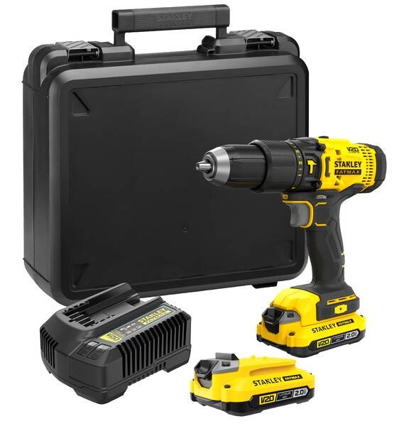 Parafusadeira/Furadeira Impacto 1/2" (13MM) 20V MAX* Li-ion C/ 2 Baterias 2,0AH (SB202) Carregador Bivolt (SC200) e Stanley