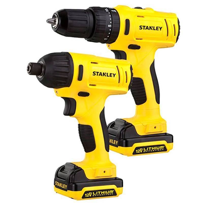 Combo Parafusadeira/Furadeira de Impacto 3/8" (10MM) e Parafusadeira de Impacto 1/4" (6,35MM) 12V MAX* Li-ion Velocidade Variável Reversível 2 Baterias Stanley