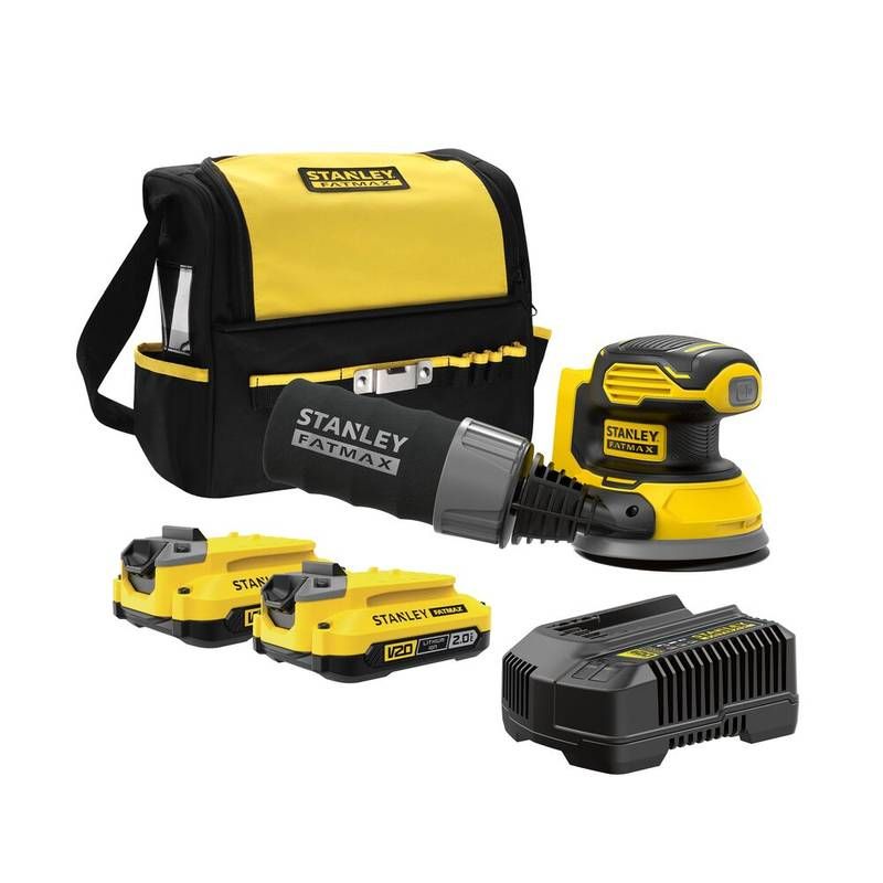 Lixadeira Roto Orbital 20V MAX* Li-ion 1 Bateria de 2,0AH (SB202) Carregador Bivolt (SC200) e Bolsa Stanley